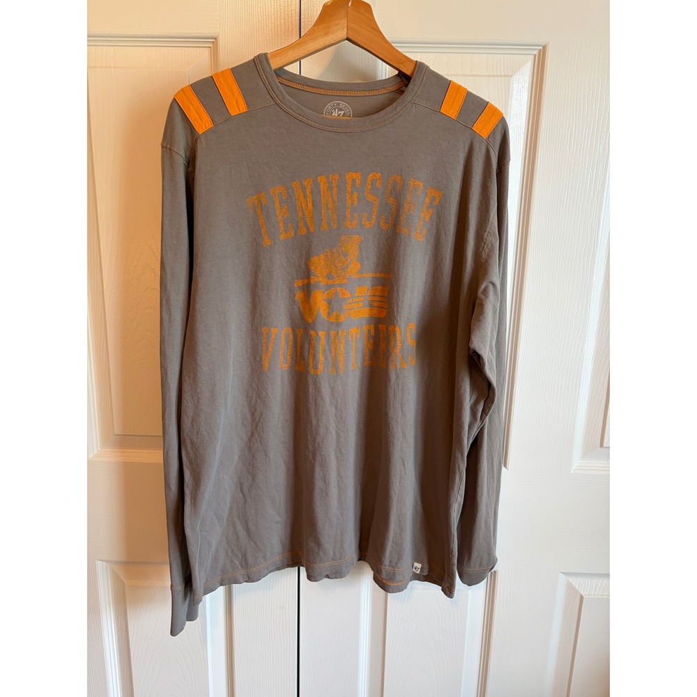 47 Brand Tennessee Volunteers Long Sleeve T-Shirt Grey Orange Large NCAA Vols